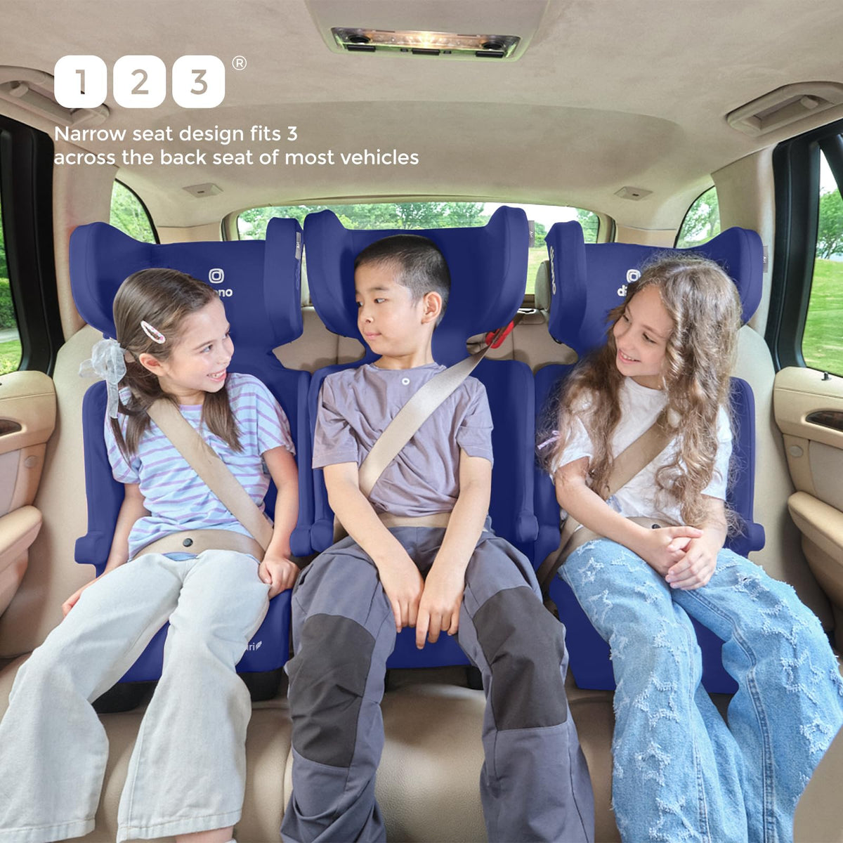 Foldable High Back Booster Seat, 40–100 lbs, Blue X732