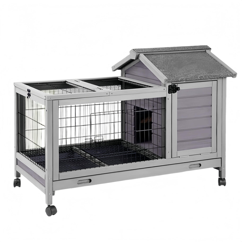 Wooden Rabbit Hutch with Removable Wire Netting and Leak Proof Tray K7911