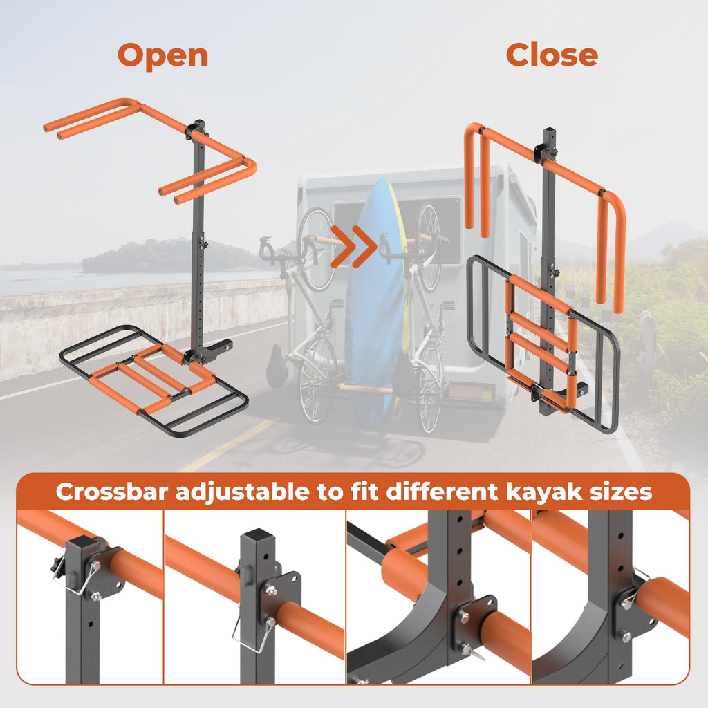RV Kayak Rack and Bike Carrier for 2 Kayaks and 2 Bikes, 300 LBS Heavy Duty Alloy Steel U373031