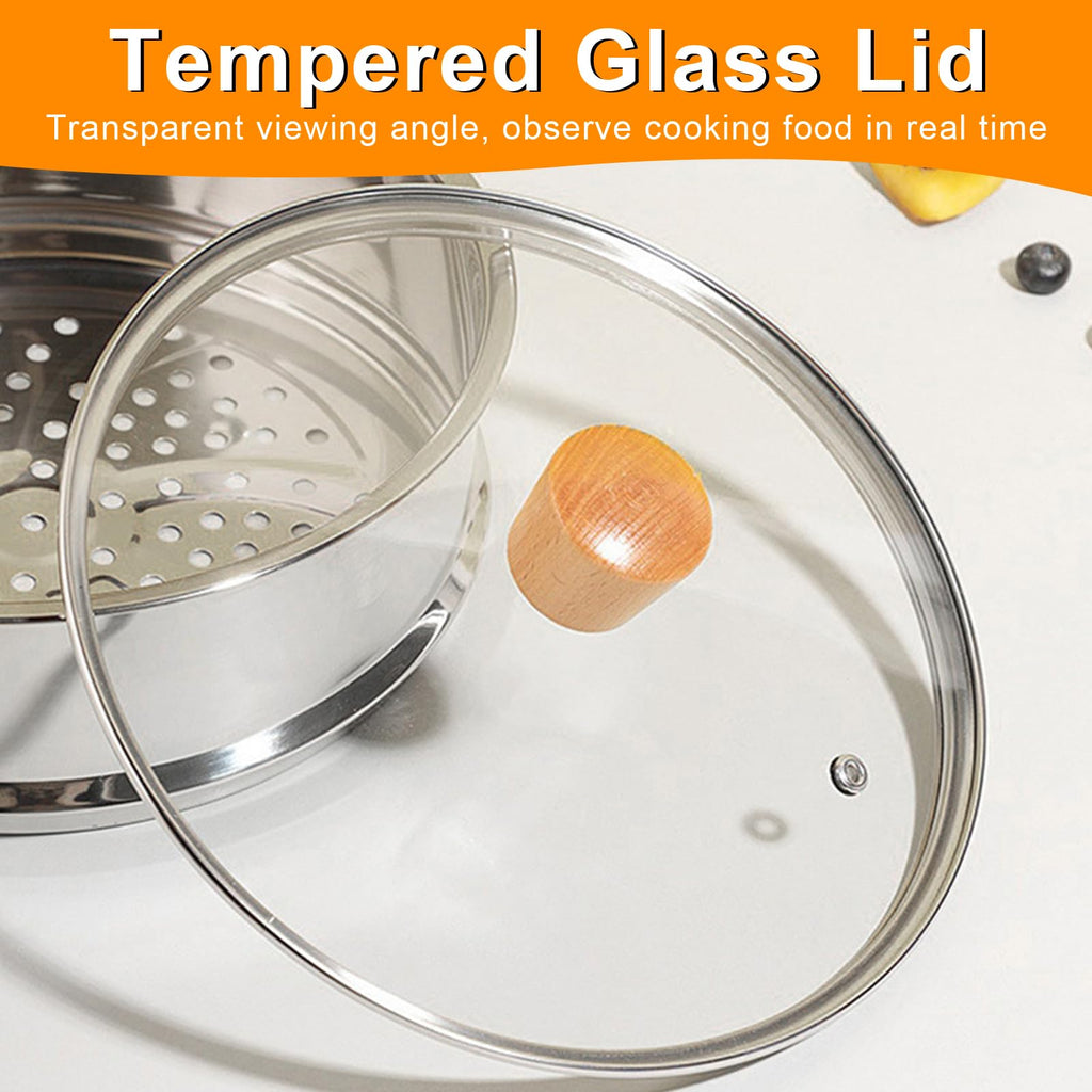 8 Inch Tempered Glass Pan Lid with Wooden Handle M2494