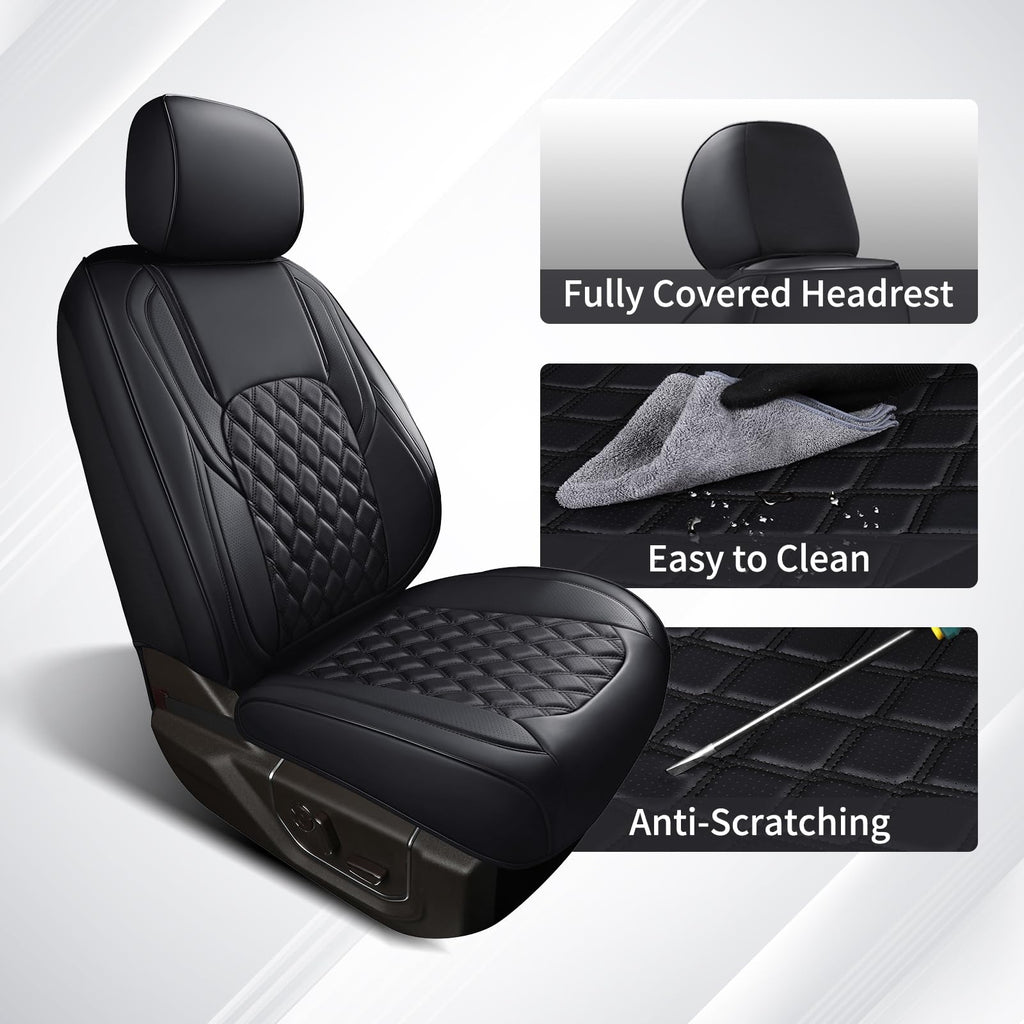 Leather Pickup Seat Cushion Cover Full Set Black H35970