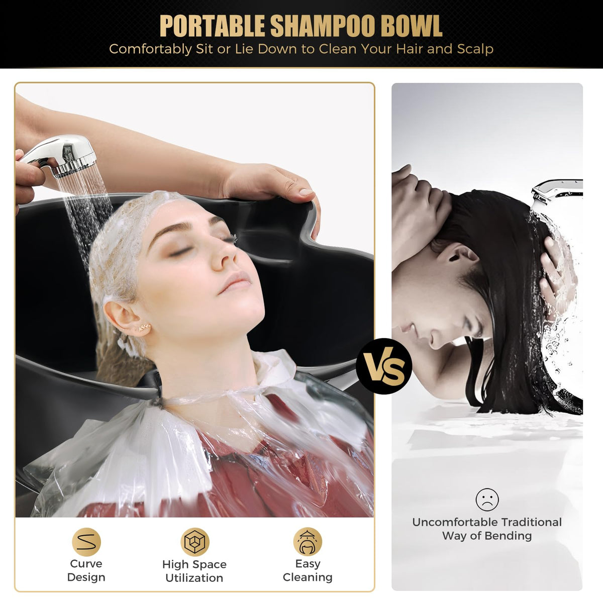 Portable Shampoo Bowl with Electric Pump and 4 Wheels B8108
