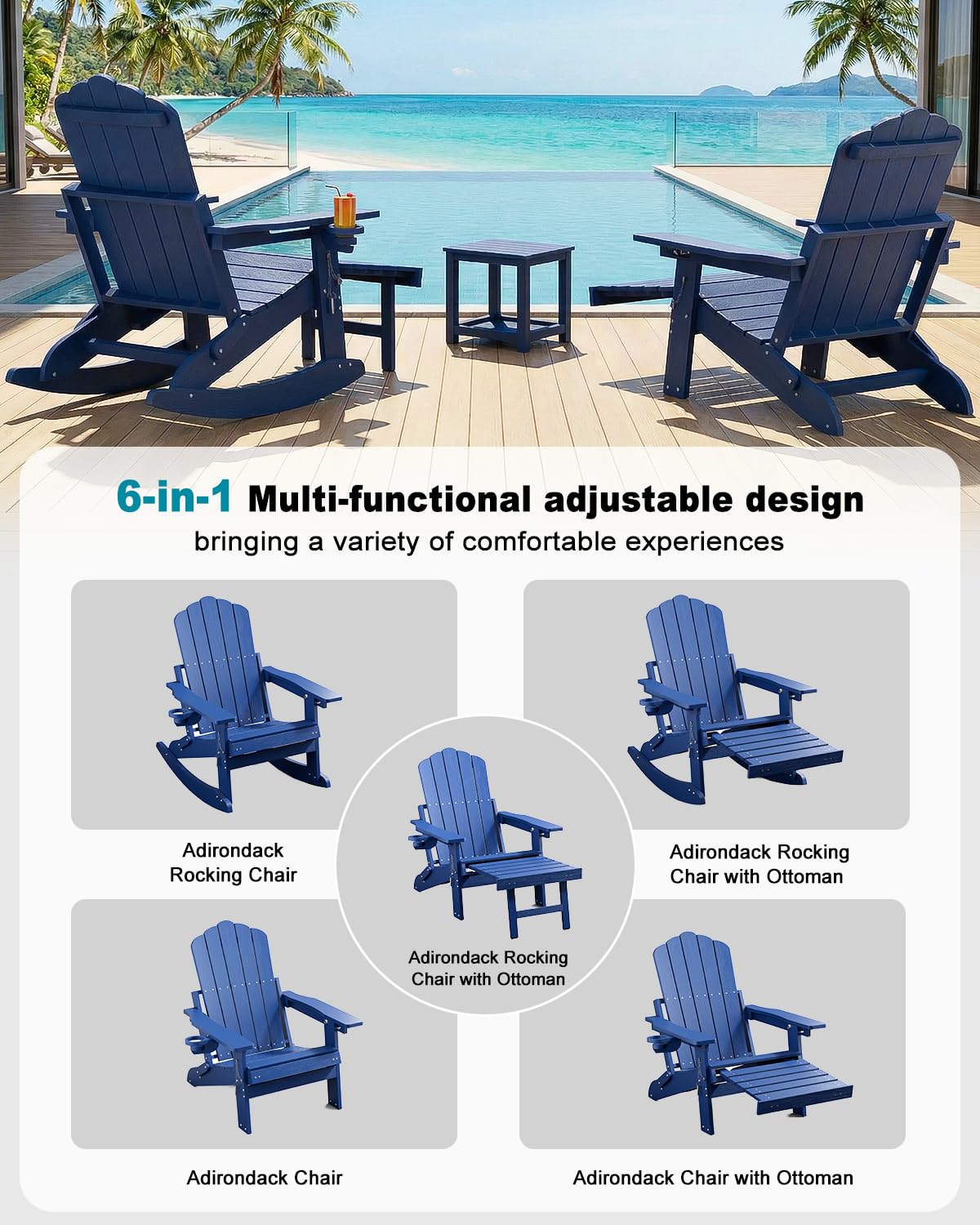 Folding Adirondack Rocking Chair with Ottoman U615369