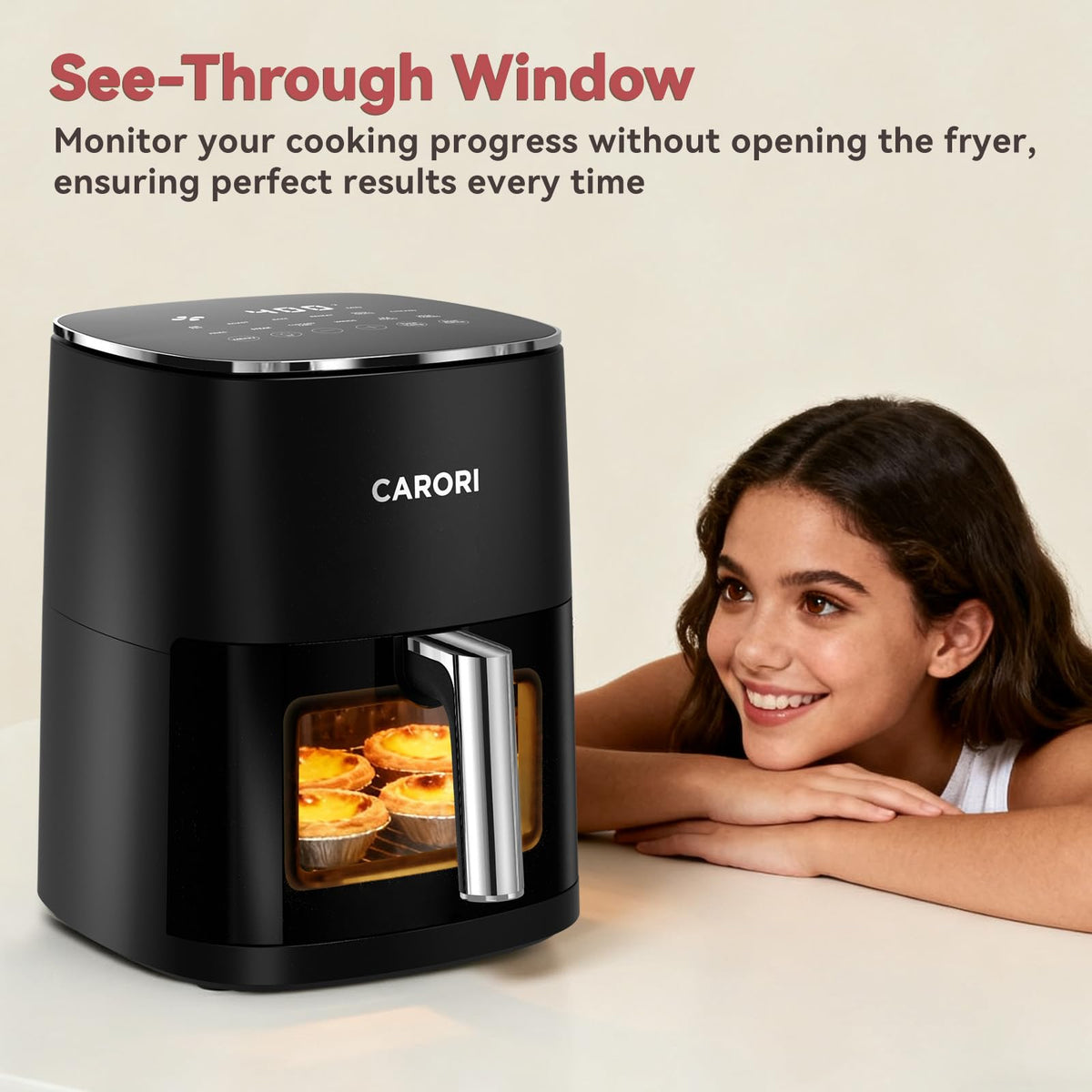 6 Qt Air Fryer with Viewing Window, 12 Presets, Nonstick Dishwasher-Safe Basket, Black Z50081