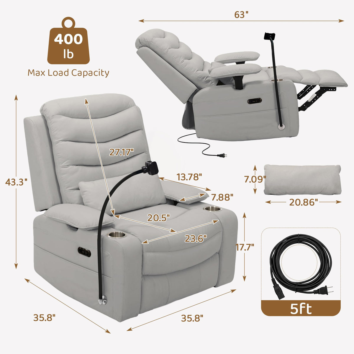 Grey Swivel Rocking Recliner O86033