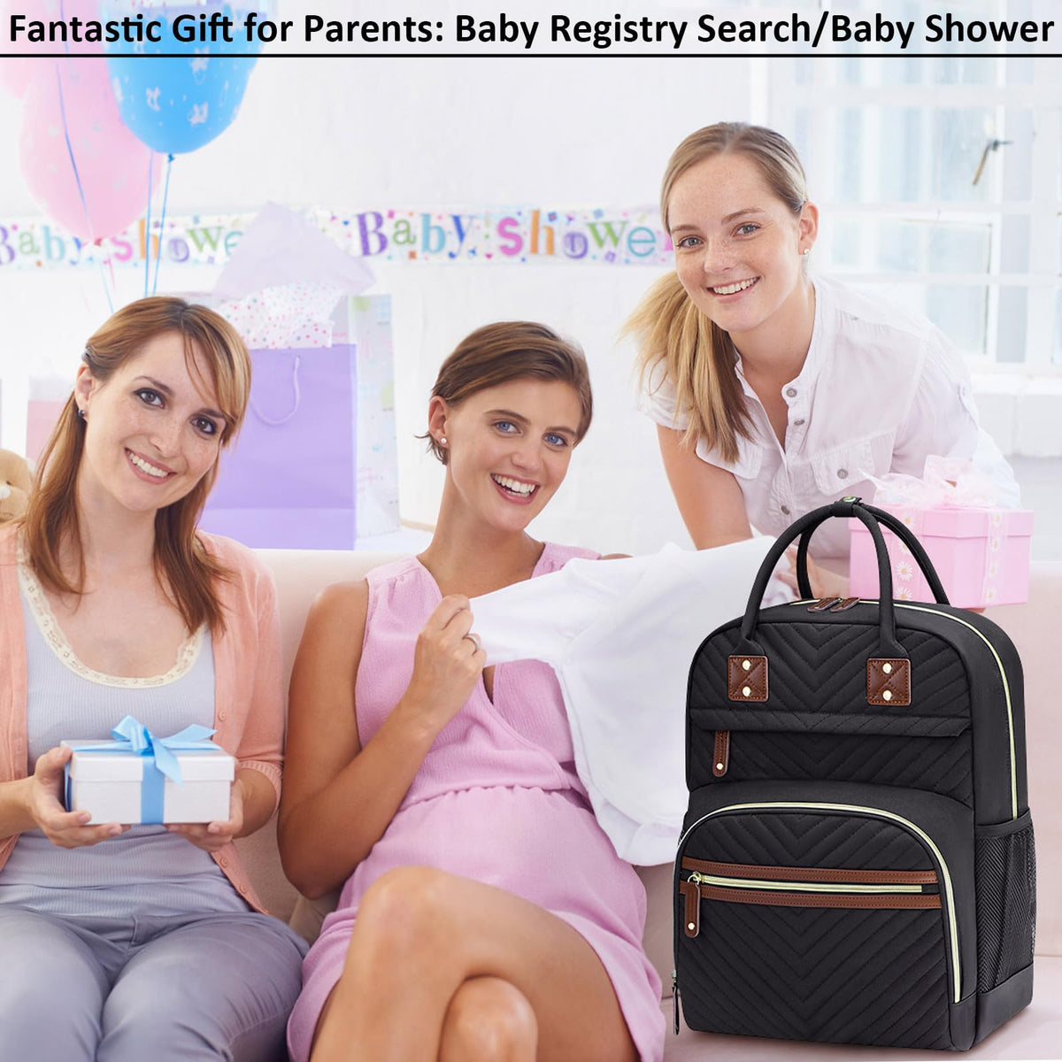 Diaper Bag Backpack with Insulated Pockets Black I42076