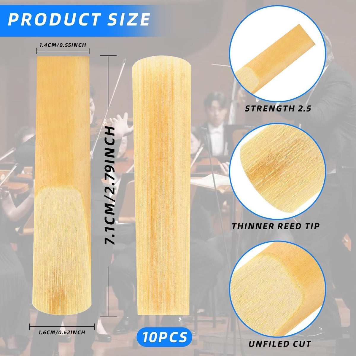 10 Pack Alto Saxophone Reeds 2.5 Strength Z821090
