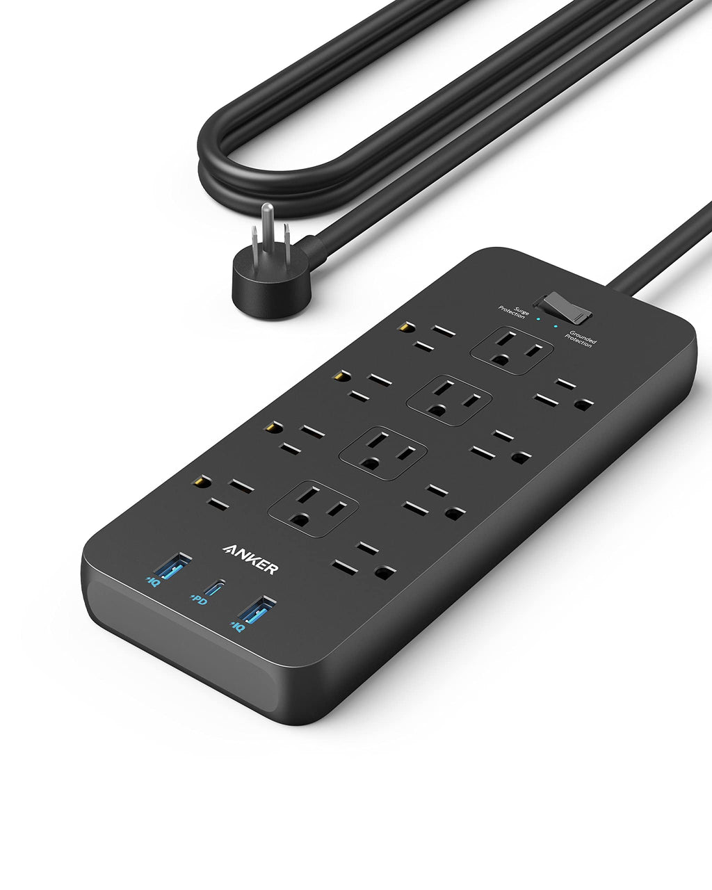 Power Strip with Surge Protector, Outlet Extender, 20W, 12 AC N9724