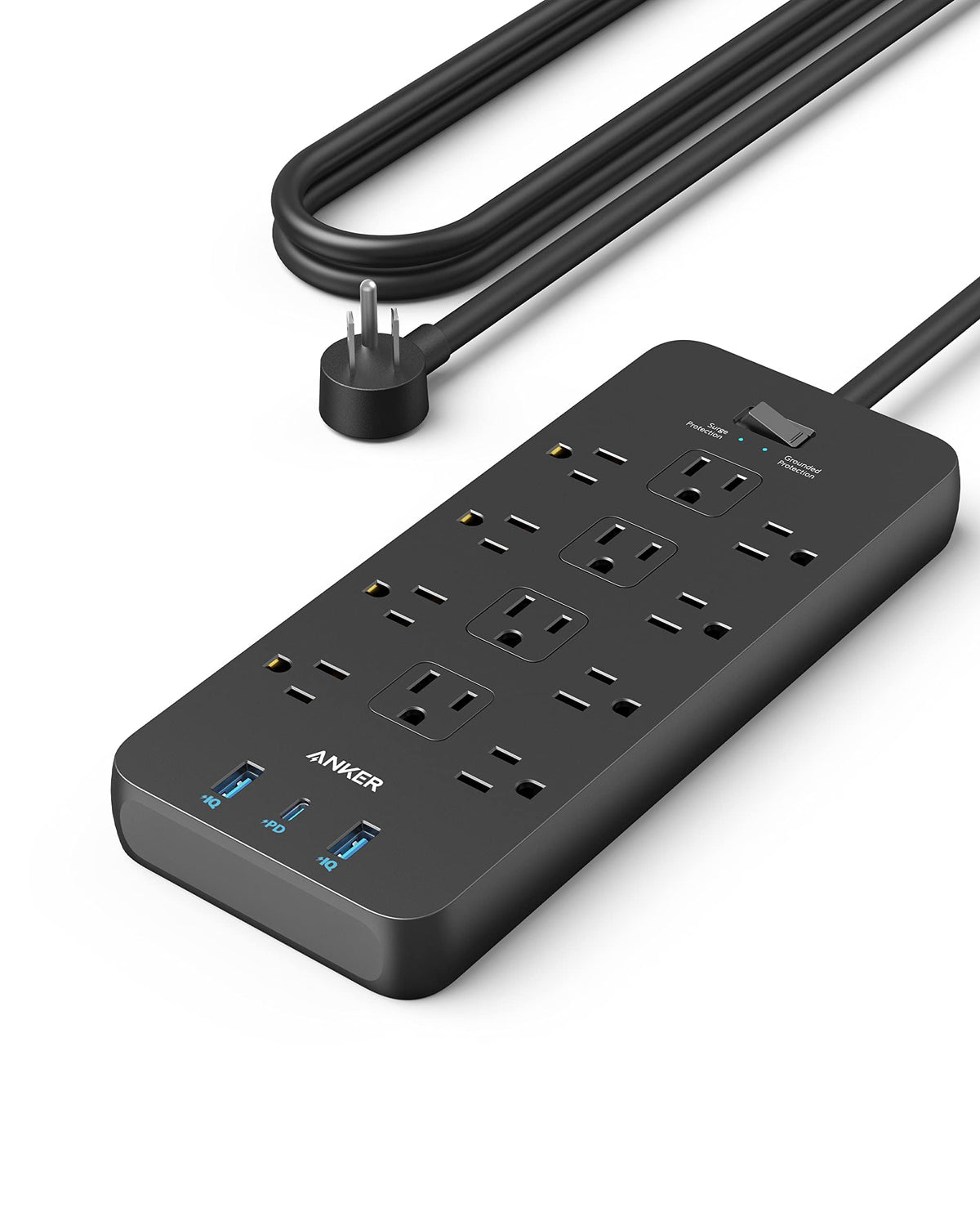 Power Strip with Surge Protector, Outlet Extender, 20W, 12 AC N9724