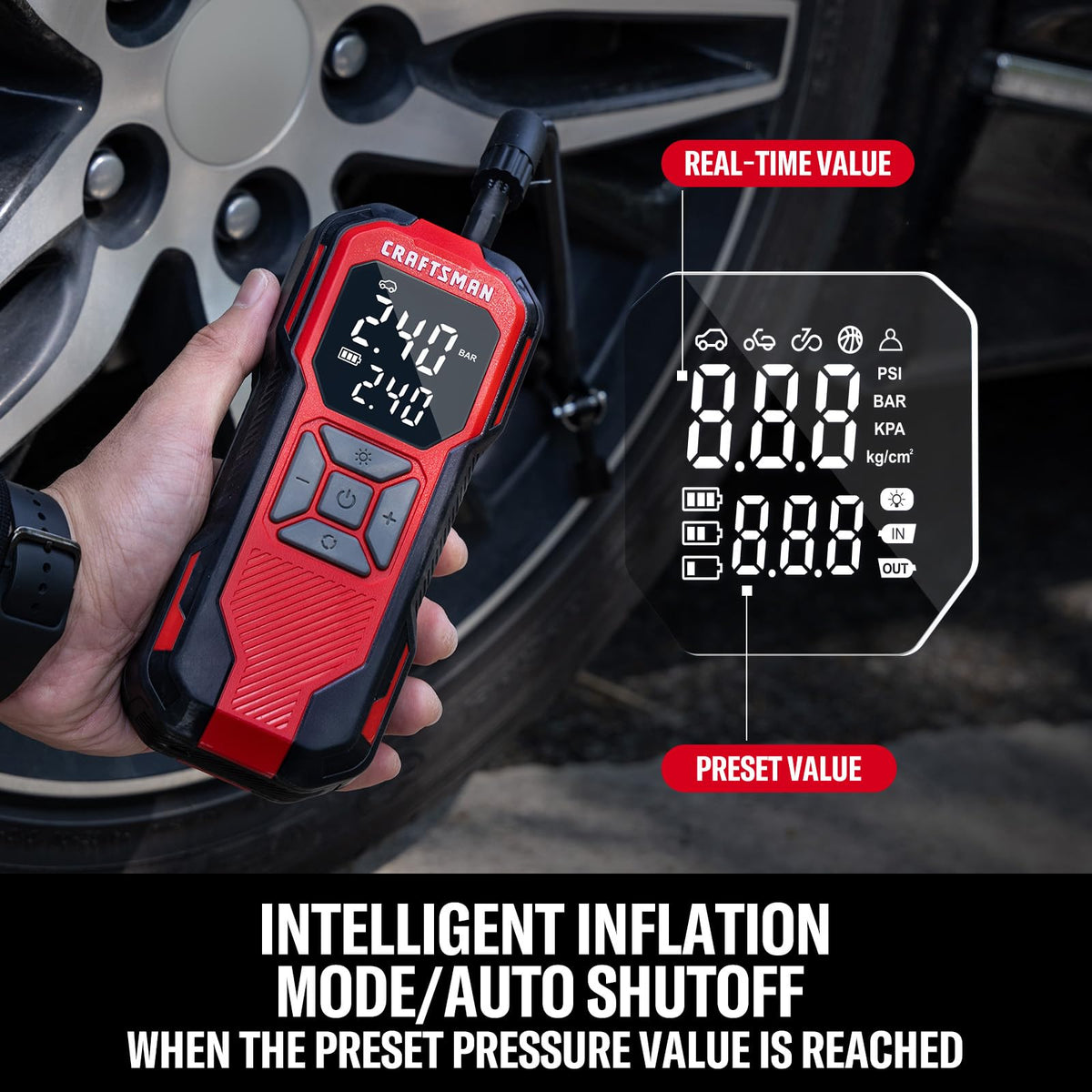 Cordless Portable Air Compressor with Digital Tire Pressure Gauge U59231
