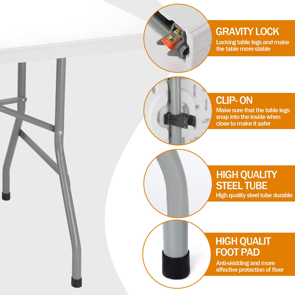 6FT White Foldable Plastic Utility Table I157