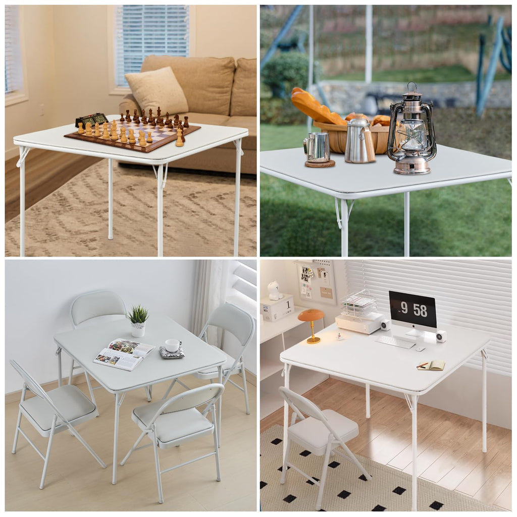 Square Folding Table with Collapsible Legs White E8229