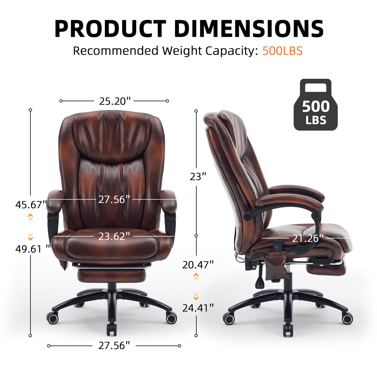 Brown PU Leather Heated Massage Executive Chair Y23676