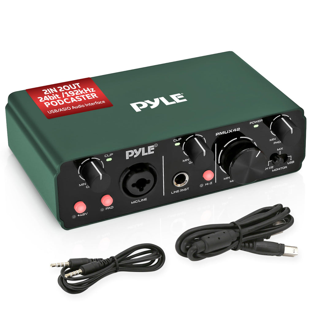 USB Audio Interface 2 Inputs 2 Outputs 48V Phantom Power Metal B881