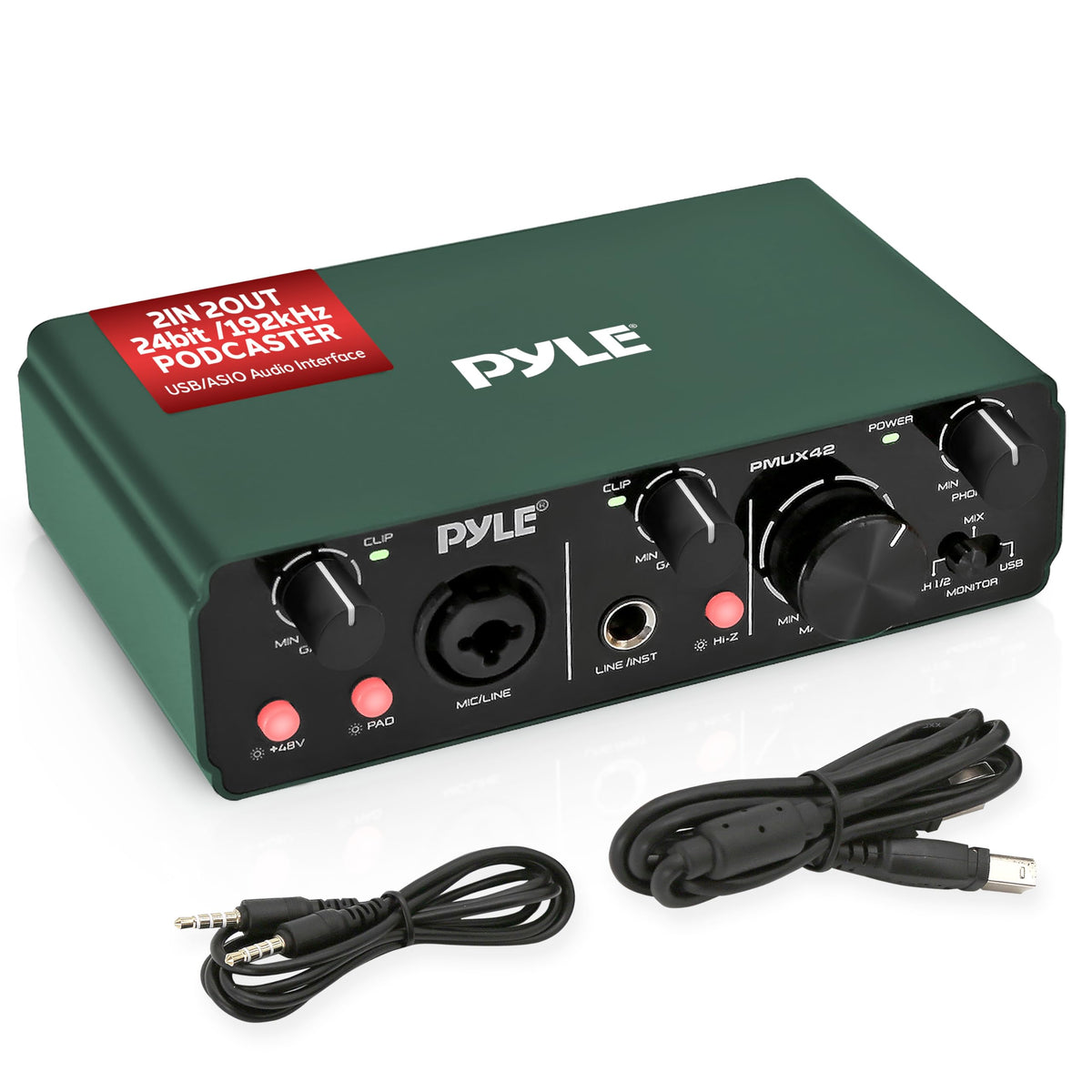 USB Audio Interface 2 Inputs 2 Outputs 48V Phantom Power Metal B881