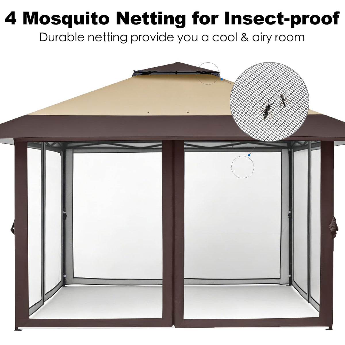 13x13 Pop Up Gazebo with Mosquito Netting Sidewall X34493
