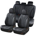 Black 5 Seats Nappa Leather Car Seat Covers Full Set N89384