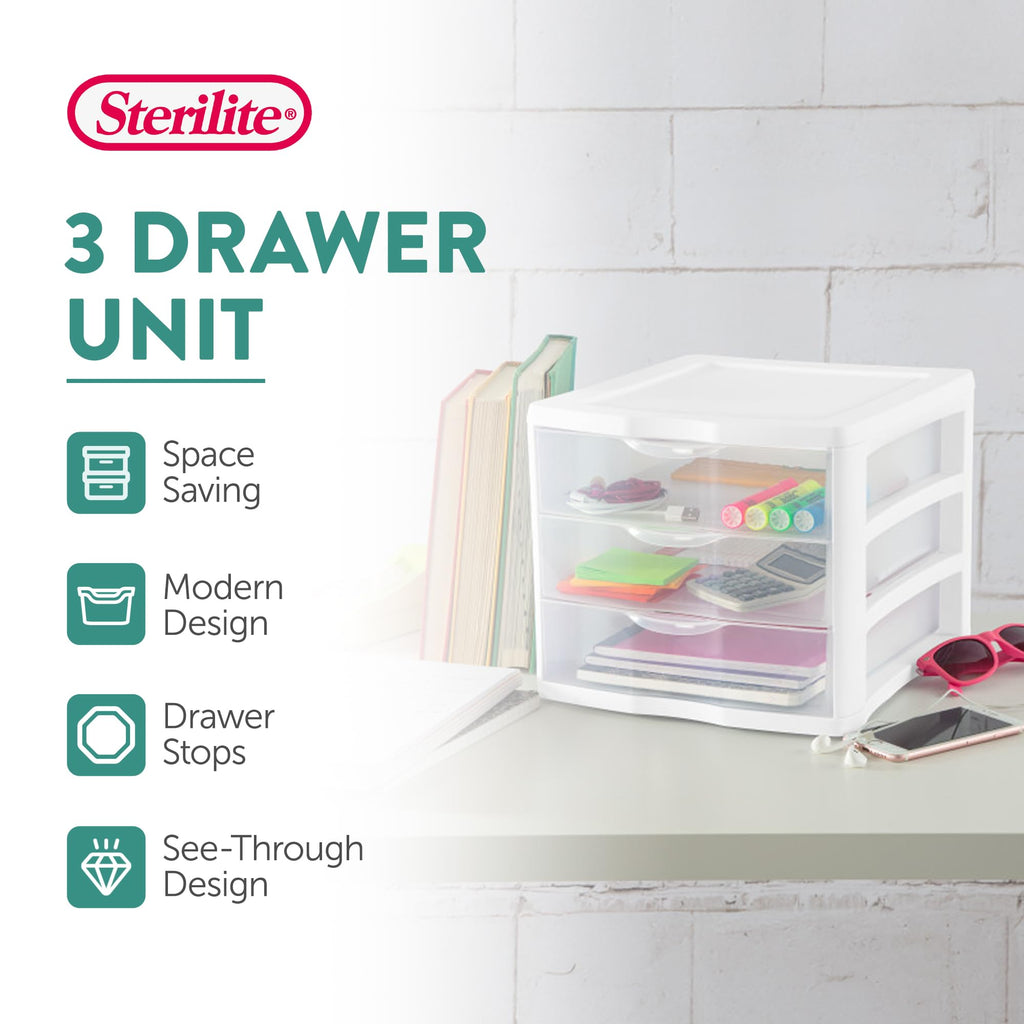 Wide 3-Drawer Storage Unit 4-Pack X28059