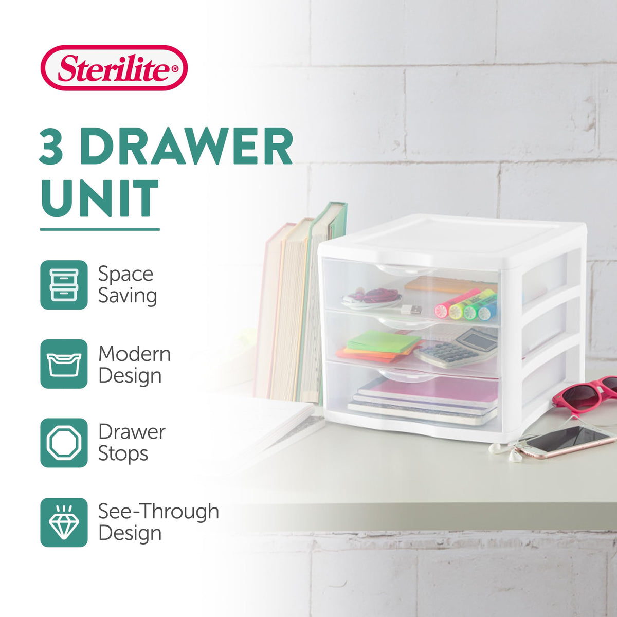 Wide 3-Drawer Storage Unit 4-Pack X28059