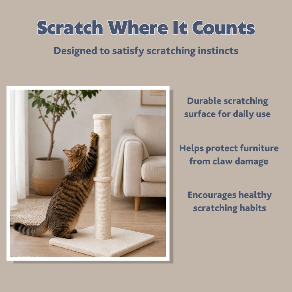 Beige Jute Cat Scratching Post N316747