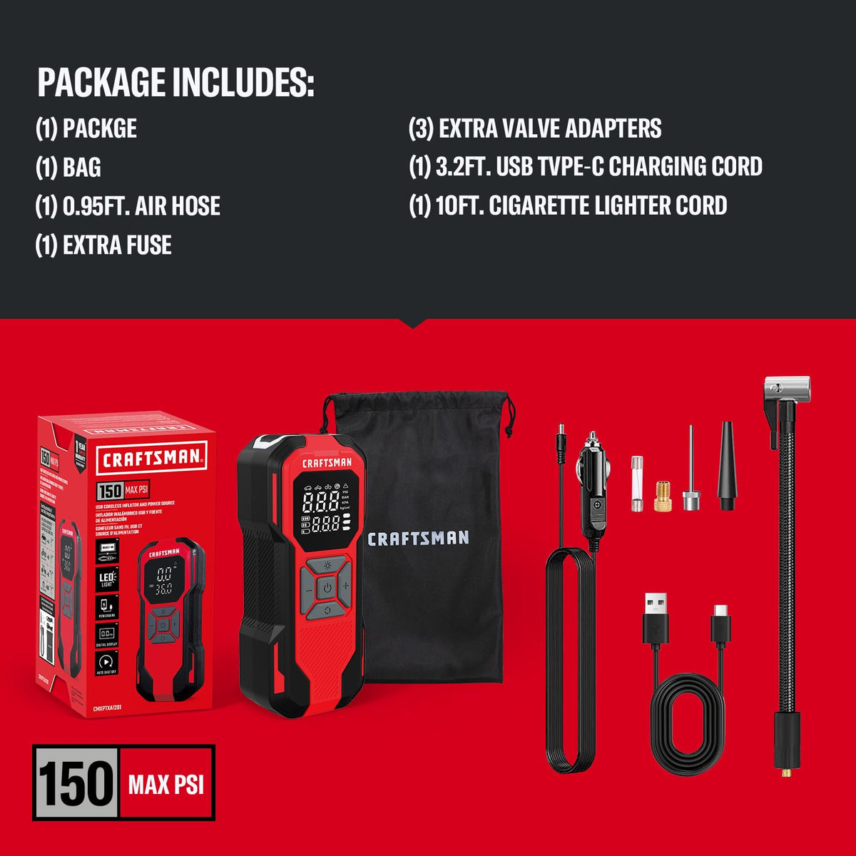 Cordless Portable Air Compressor with Digital Tire Pressure Gauge U59231