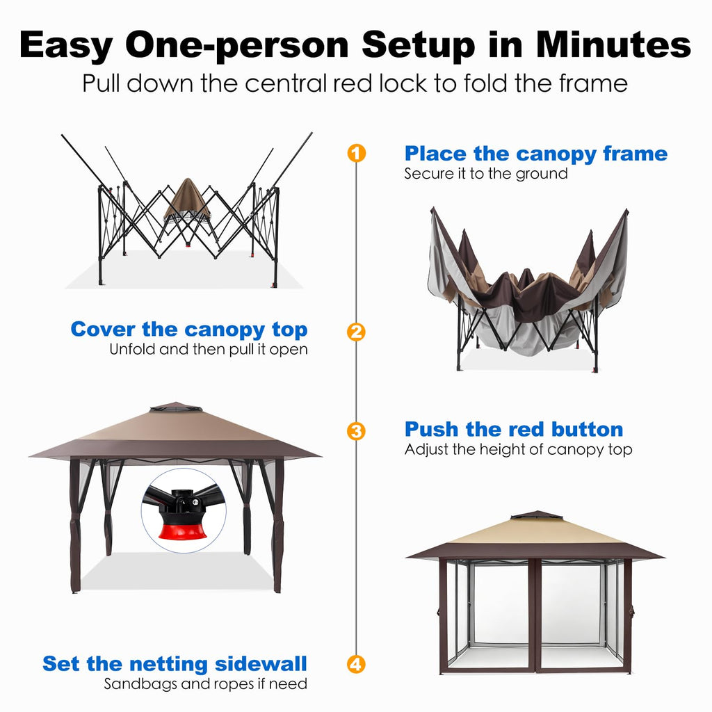 13x13 Pop Up Gazebo with Mosquito Netting Sidewall X34493