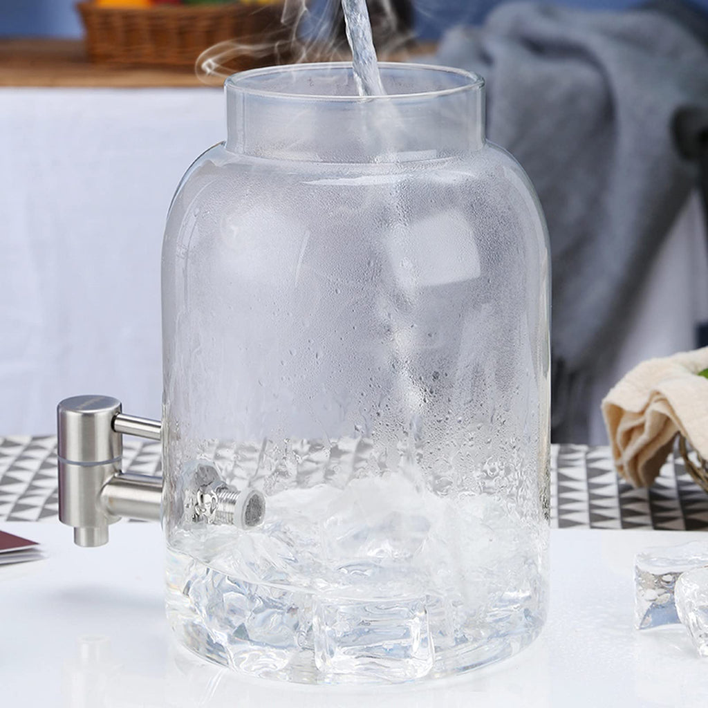 Large-capacity Cold Water Jug with Faucet High Borosilicate Glass Teapot with Base 101.4 Oz Z364