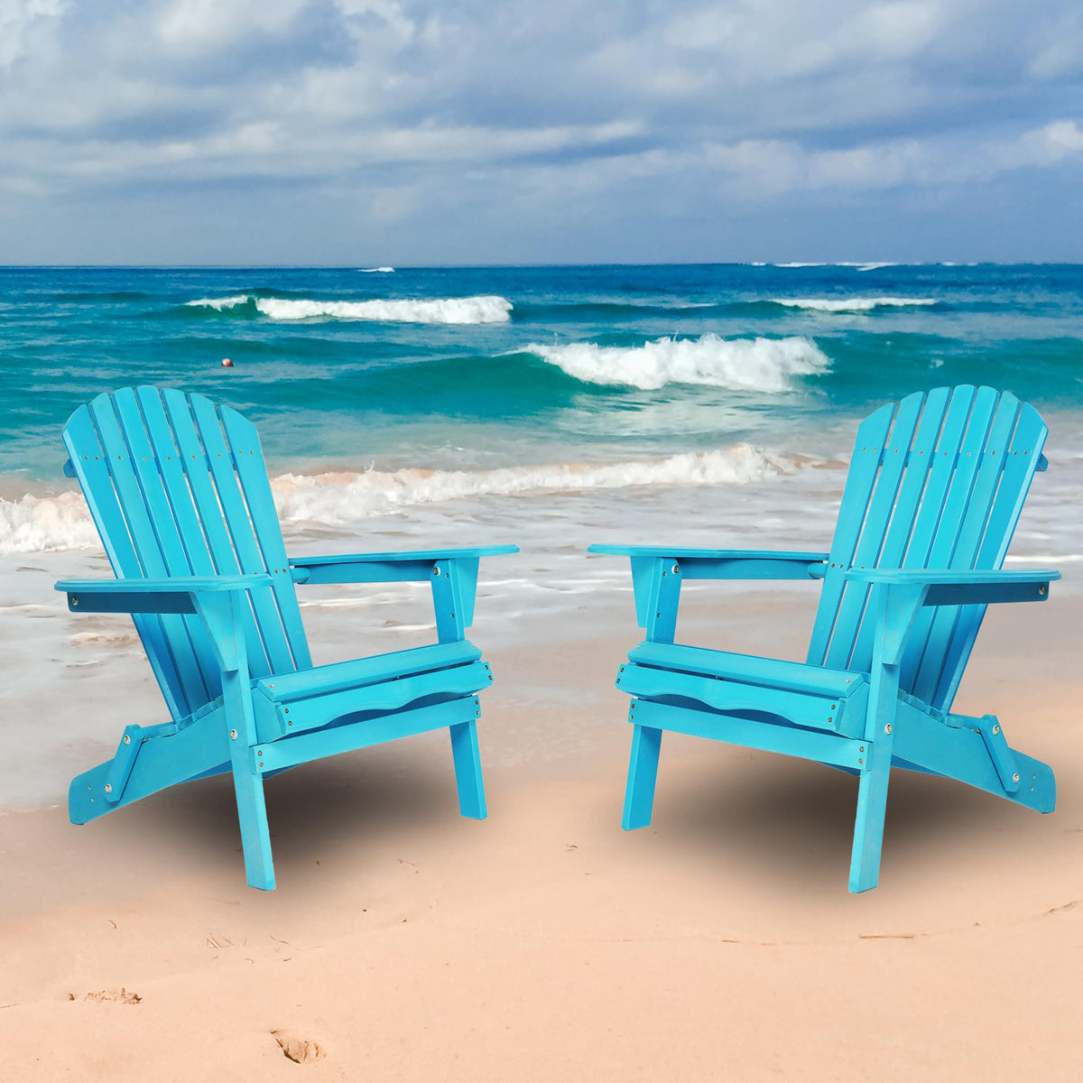 Solid Wood Folding Adirondack Chairs Set of 2 T475