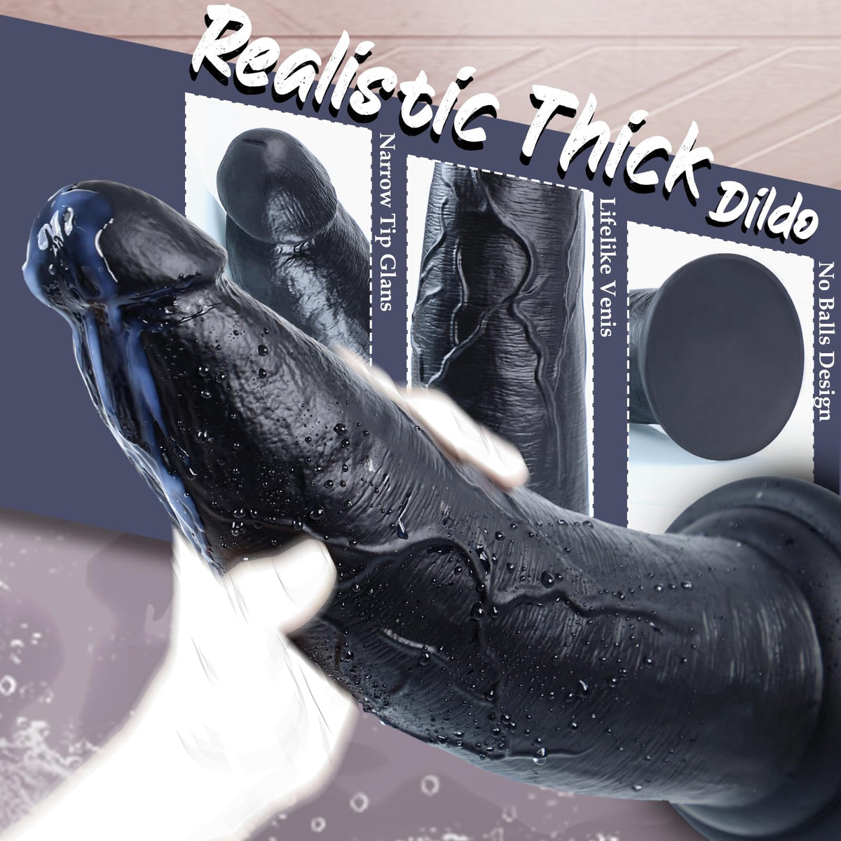 12 Inch Black Thick Anal Dildo B612