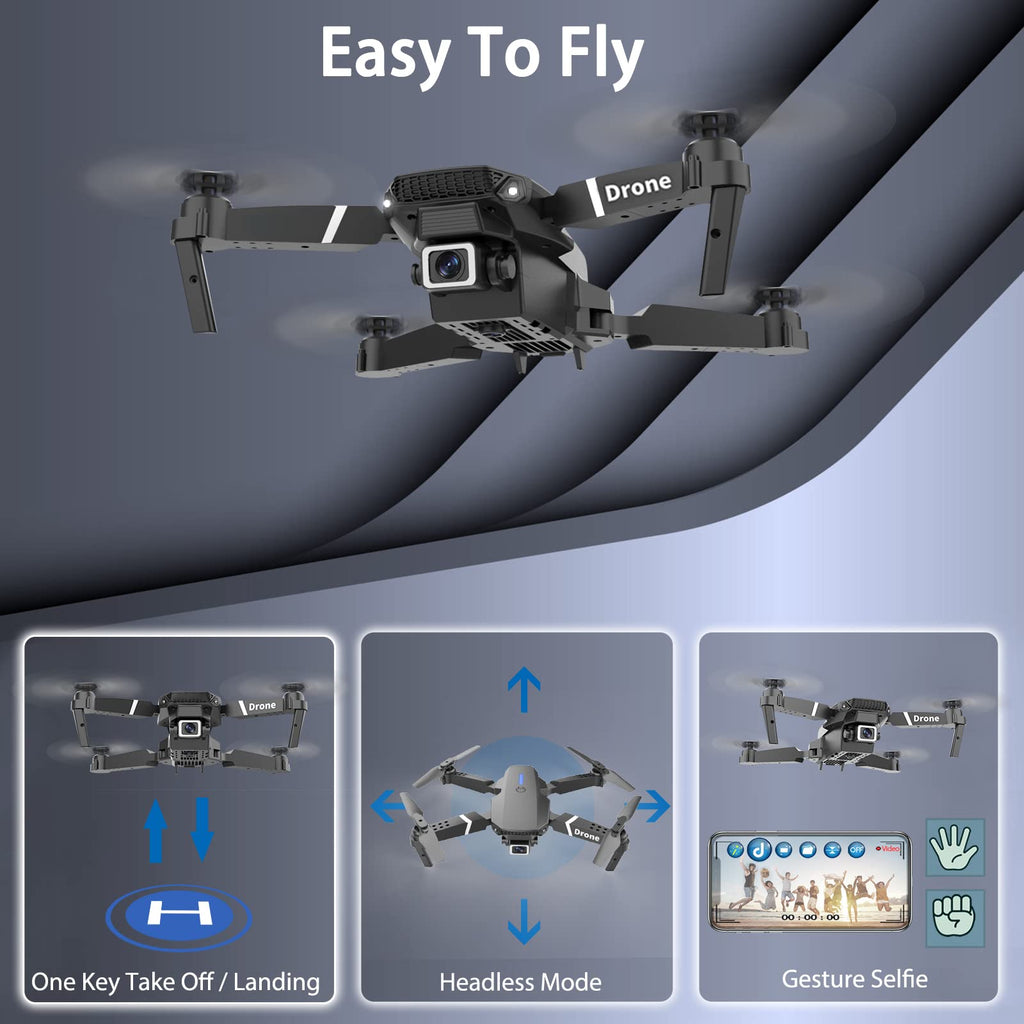 Foldable RC Quadcopter Drone with 1080P Camera, 2 Batteries, Carrying Case F556989