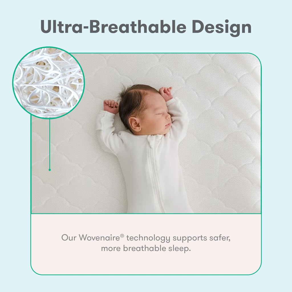 Grey Breathable Washable Crib Mattress & Toddler Bed P374