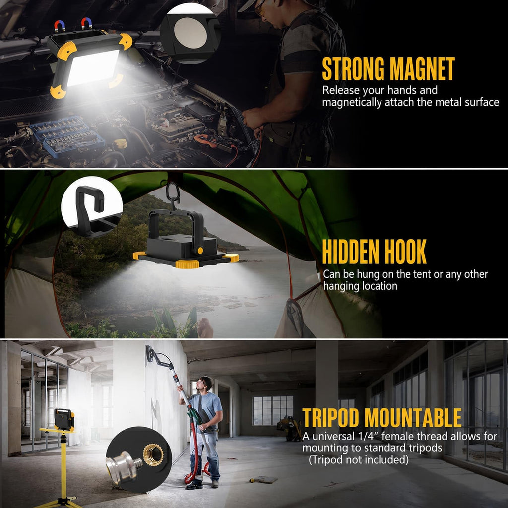 2-Pack Magnetic LED Work Lights USB Rechargeable 40W E25931