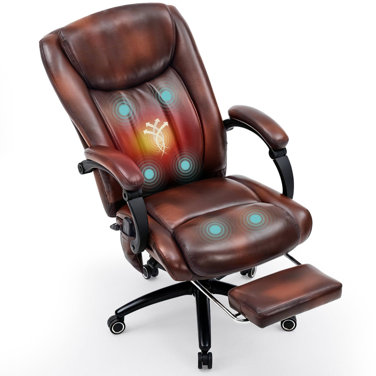 Brown PU Leather Heated Massage Executive Chair Y23676
