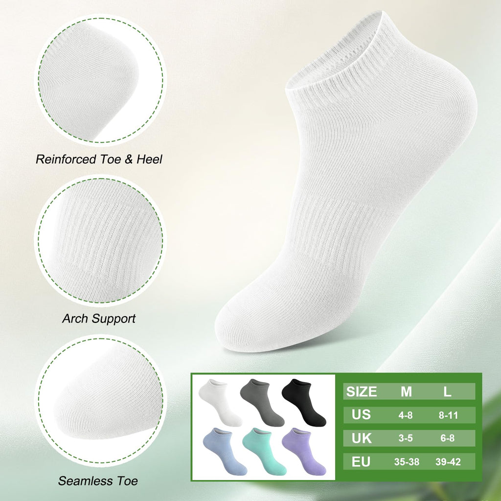 6 Pairs Breathable Bamboo Viscose Ankle Socks J34444