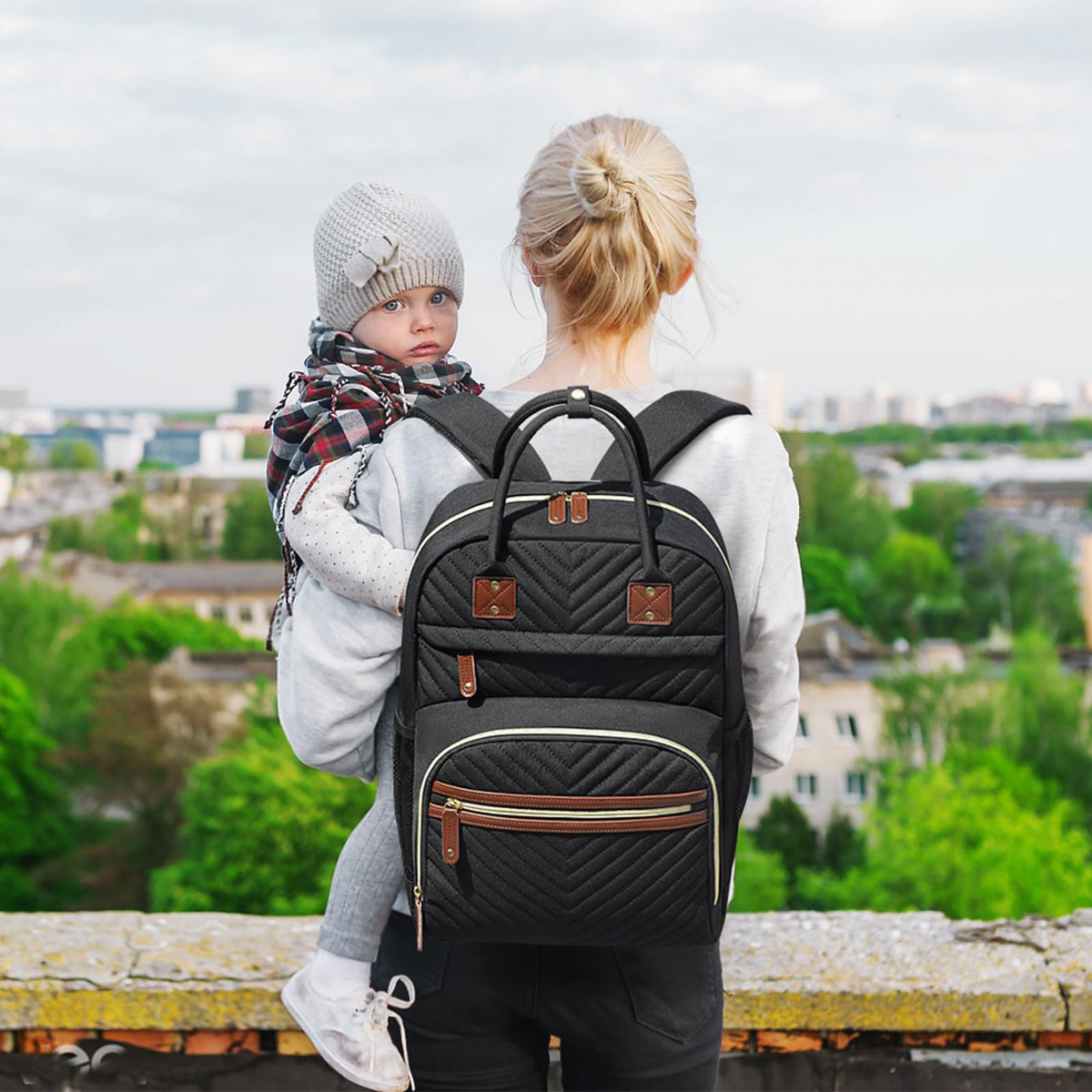 Diaper Bag Backpack with Insulated Pockets Black I42076