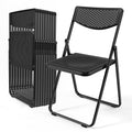 Black Plastic Folding Chairs with Mesh Seat, 10 Pack Q754