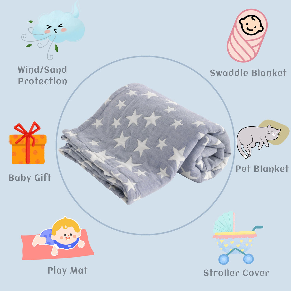 Blue Muslin Toddler Blanket T17385