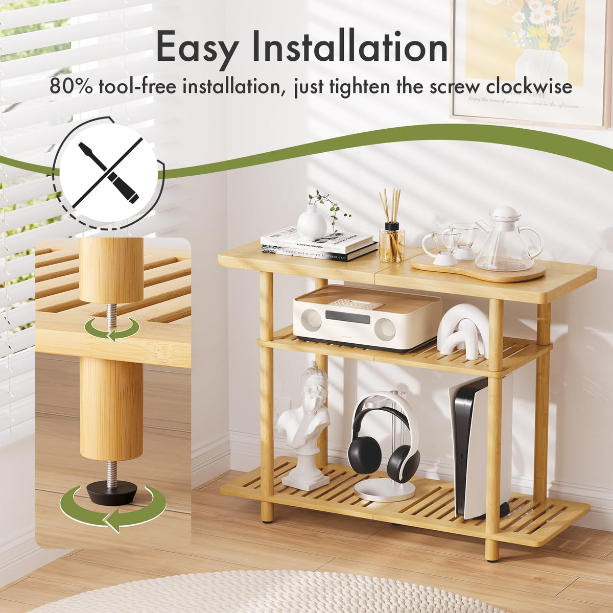 Bamboo 3-Tier TV Stand for up to 32 Inch B661