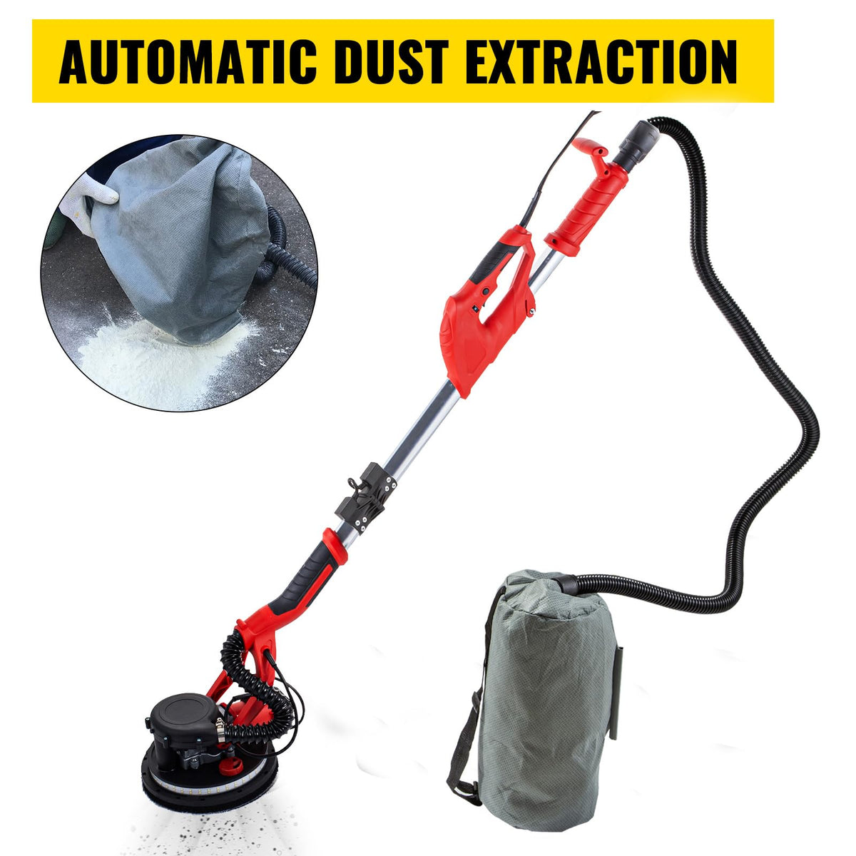 850W Variable Speed Electric Drywall Sander with Vacuum Bag V90619