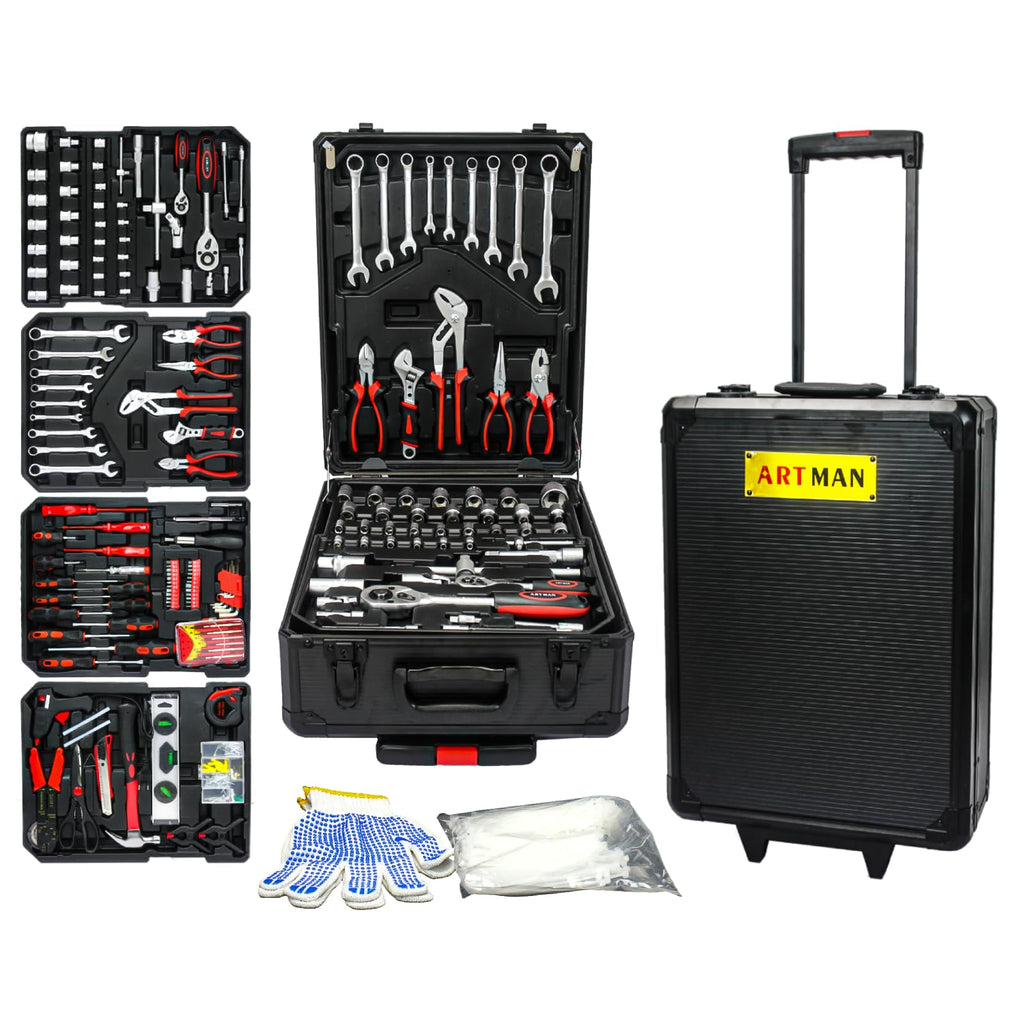 899 PCS Home Auto Repair Tool Kit with Rolling Tool Box T74771