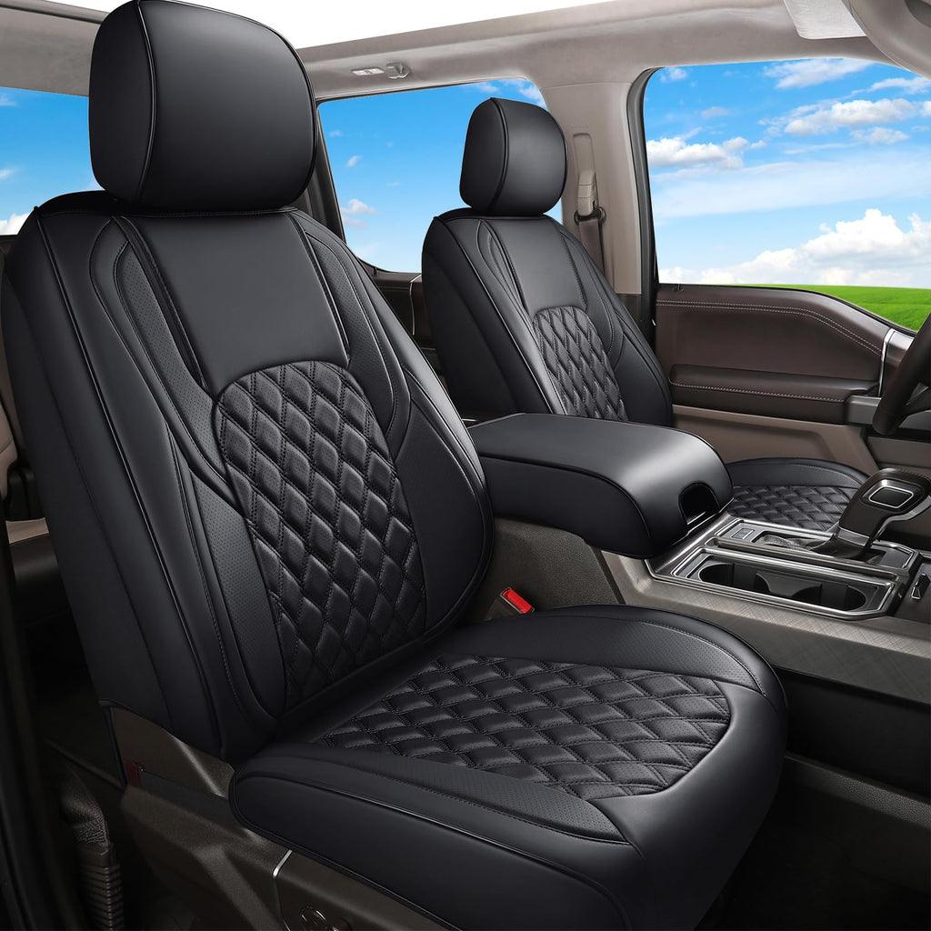 Leather Pickup Seat Cushion Cover Full Set Black H35970
