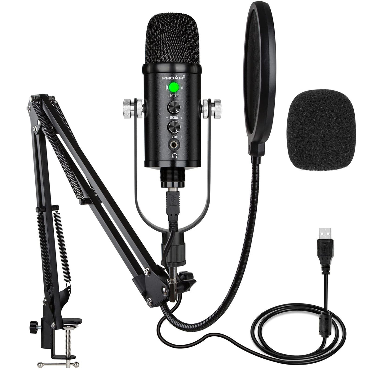 USB Condenser Microphone Kit with Boom Arm O876638
