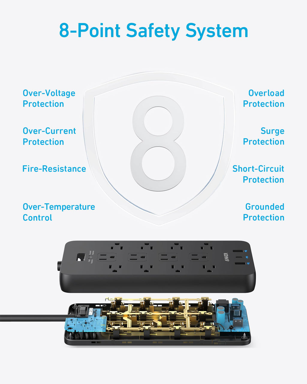 Power Strip with Surge Protector, Outlet Extender, 20W, 12 AC N9724
