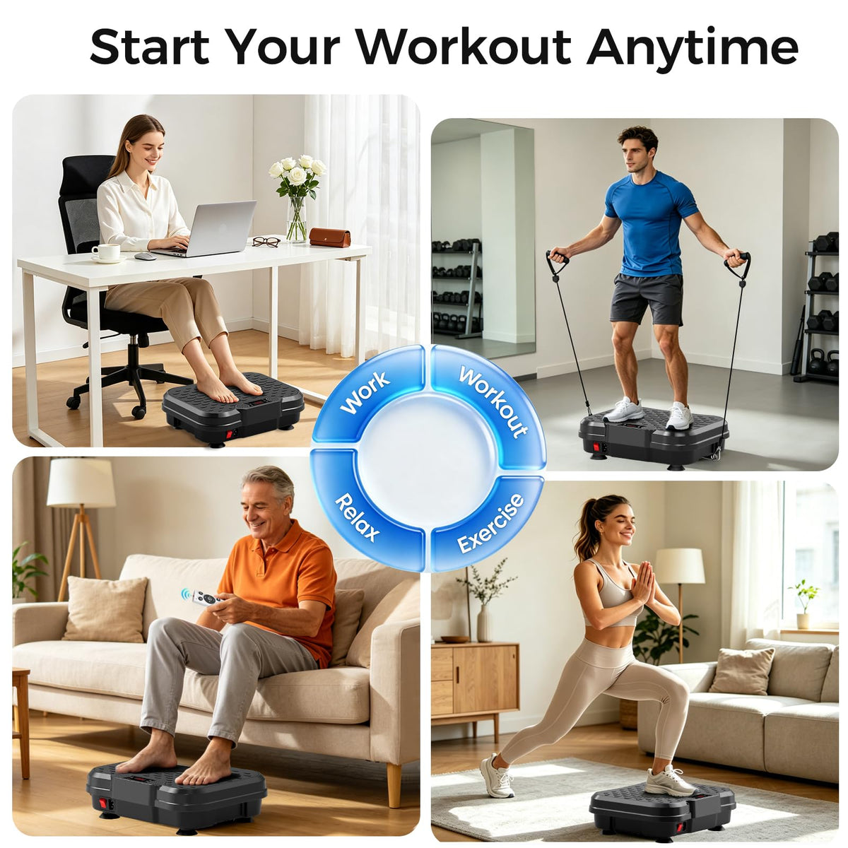 Vibration Plate Exercise Machine with Resistance Bands P860