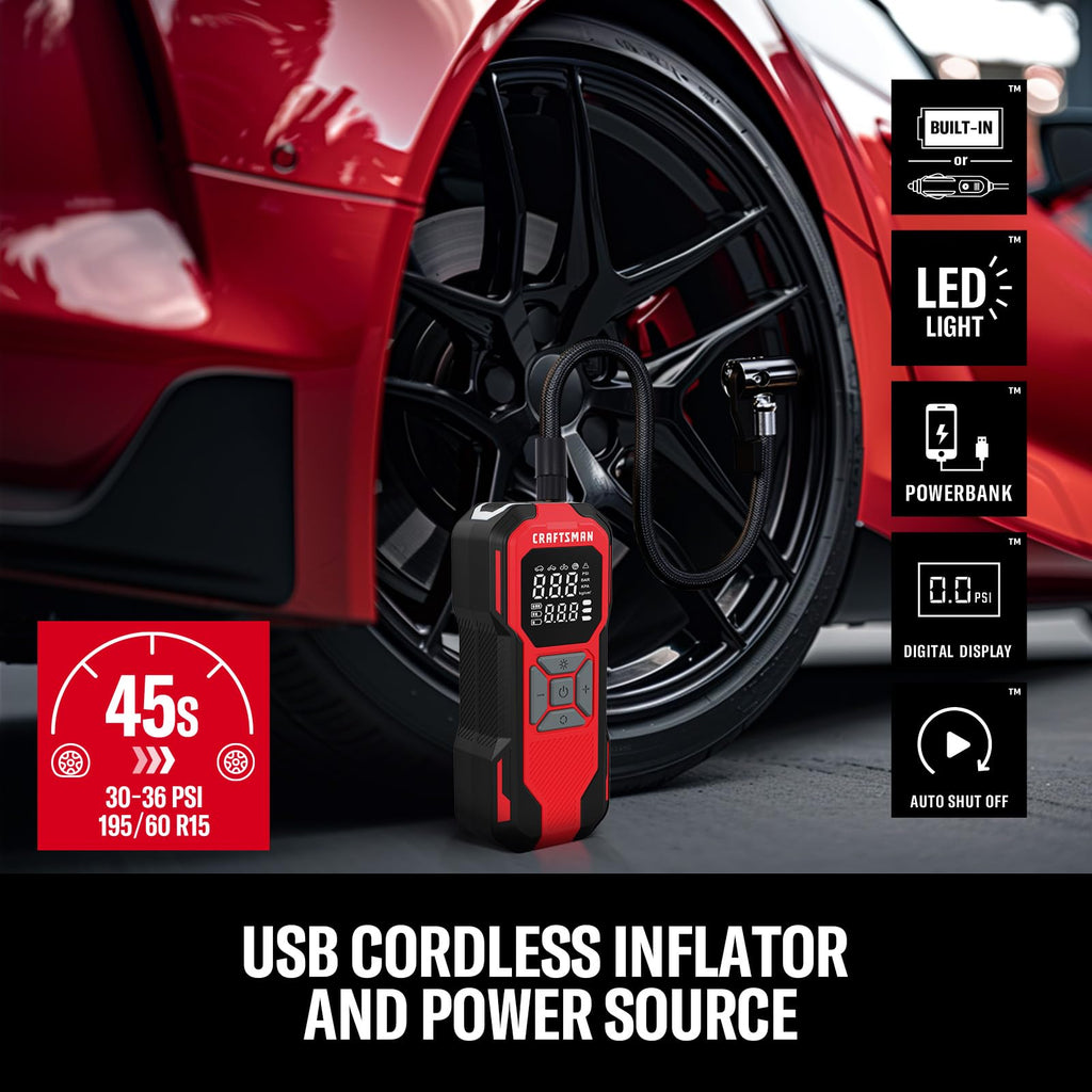 Cordless Portable Air Compressor with Digital Tire Pressure Gauge U59231