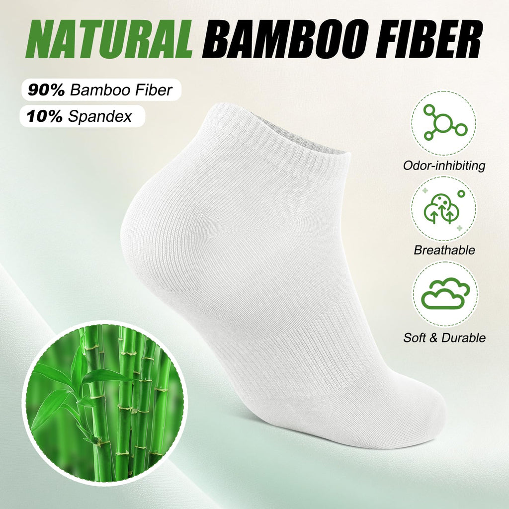 6 Pairs Breathable Bamboo Viscose Ankle Socks J34444