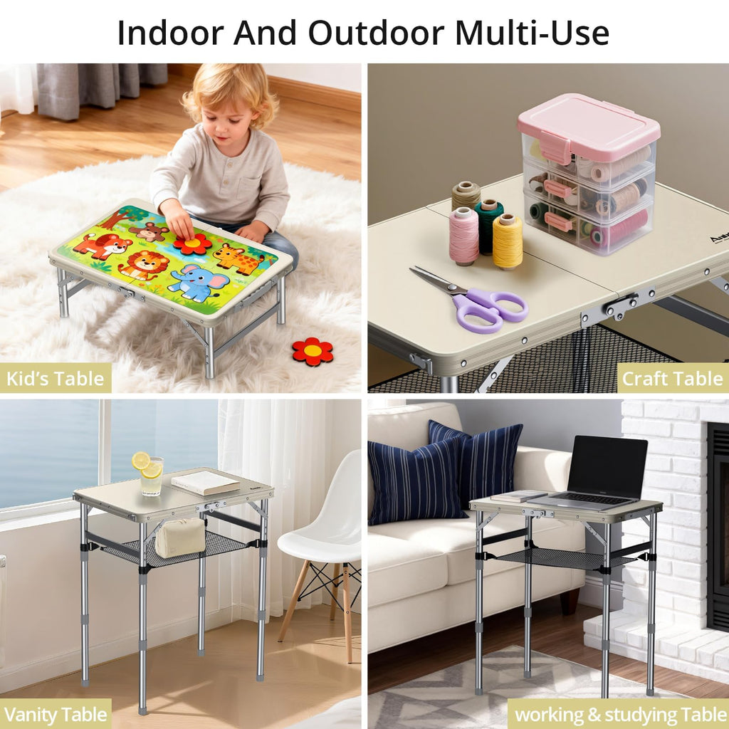2 ft Small Folding Table, 3 Adjustable Height Z321245