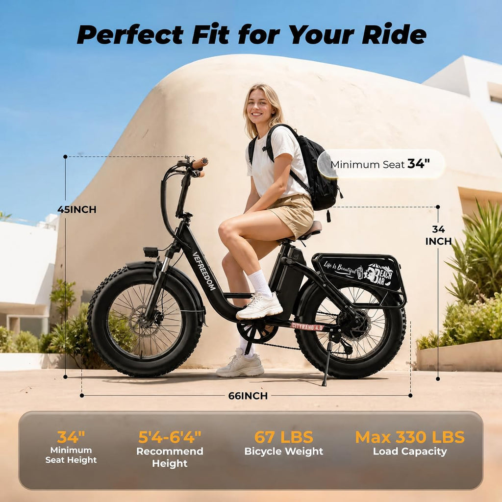 Electric Bike with 1500W Motor 48V 20Ah Battery 20" Fat Tire 7-Speed T6334