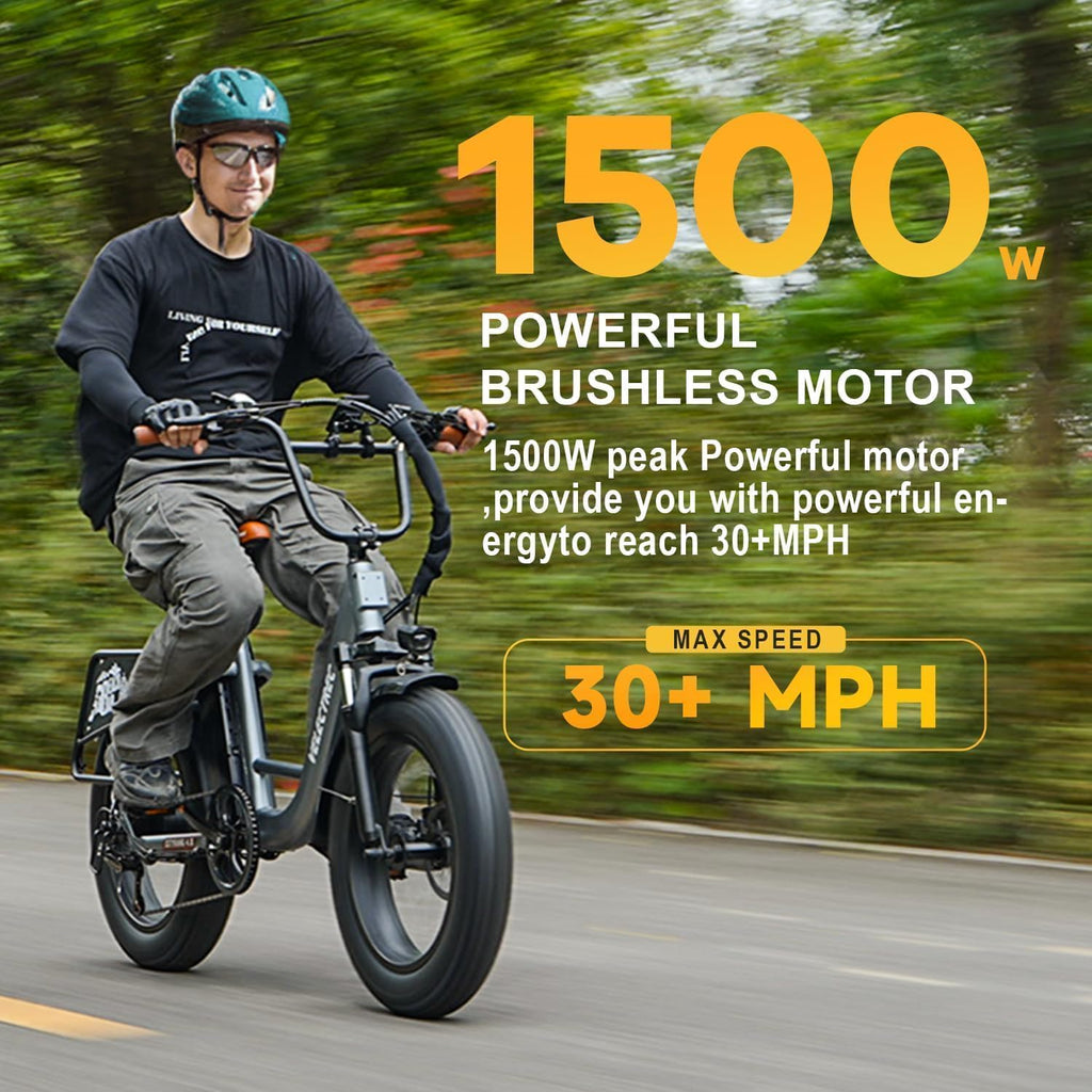 Electric Bike with 1500W Motor 48V 20Ah Battery 20" Fat Tire 7-Speed T6334