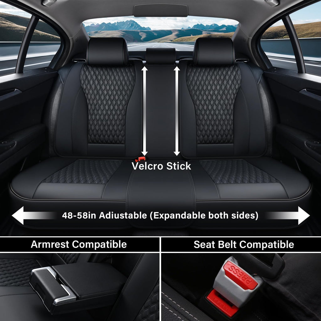 Black 5 Seats Nappa Leather Car Seat Covers Full Set N89384